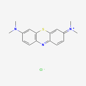 2D molecular structure of Methylene Blue, CAS 61-73-4, C16H18ClN3S.