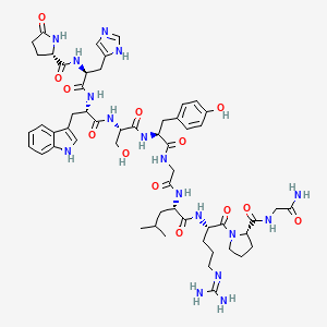 2D molecular structure of Gonadorelin, CAS 33515-09-2, C55H75N17O13.
