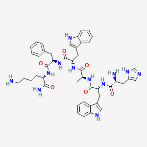 2D molecular structure of Hexarelin, CAS 140703-51-1, C47H58N12O6.